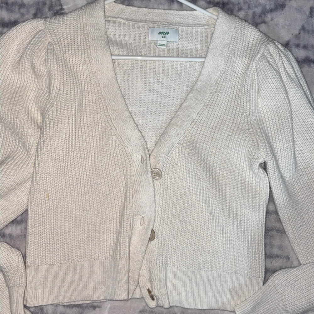 Aerie Cream Cardigan Sweater